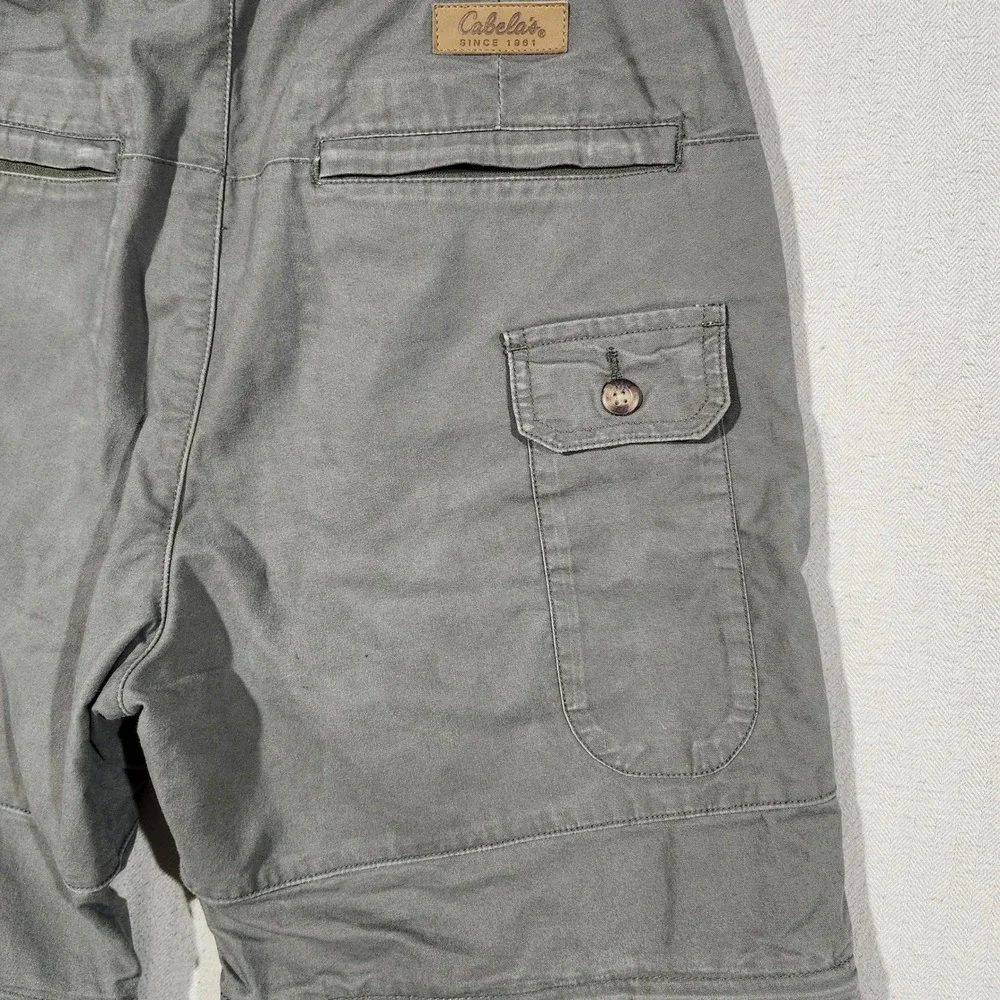 Cabelas Outdoors Mens 30x32 Convertible Cargo Pants Olive Gray Hiking Utility